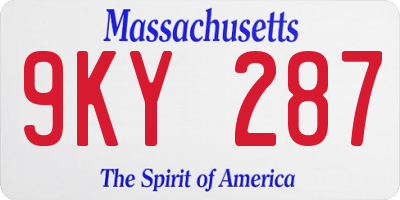 MA license plate 9KY287