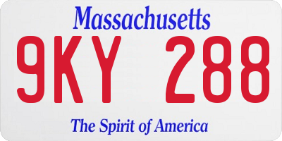 MA license plate 9KY288