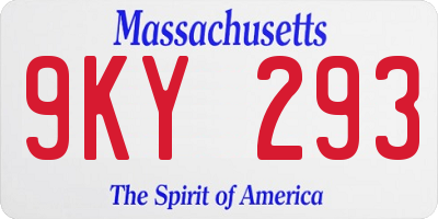 MA license plate 9KY293