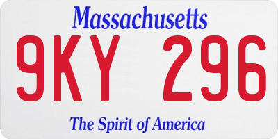 MA license plate 9KY296