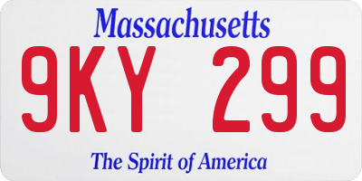 MA license plate 9KY299