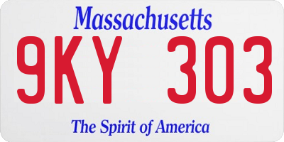 MA license plate 9KY303