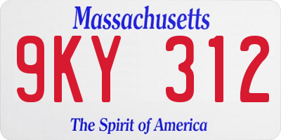 MA license plate 9KY312