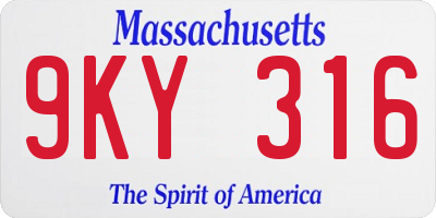 MA license plate 9KY316