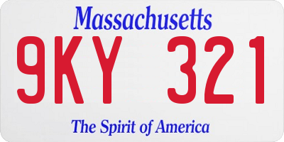 MA license plate 9KY321