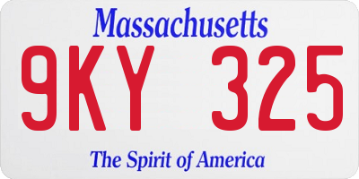MA license plate 9KY325