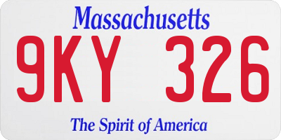 MA license plate 9KY326