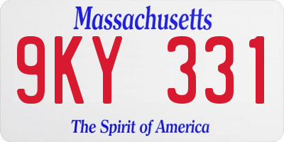 MA license plate 9KY331