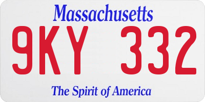 MA license plate 9KY332