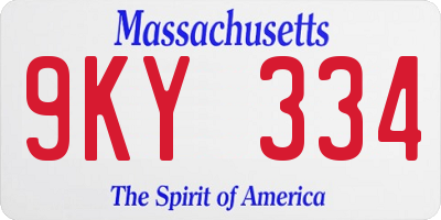 MA license plate 9KY334