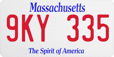 MA license plate 9KY335