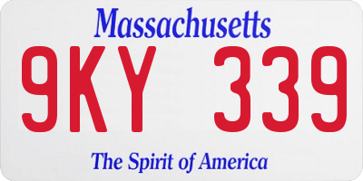 MA license plate 9KY339