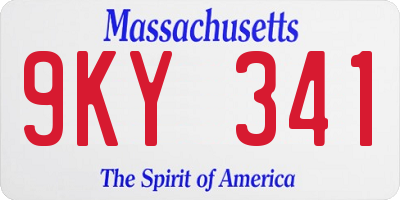 MA license plate 9KY341