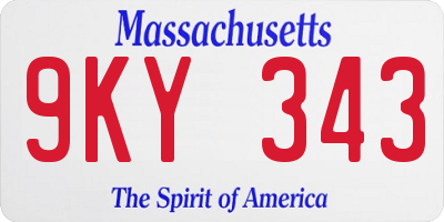 MA license plate 9KY343