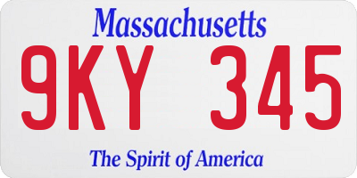 MA license plate 9KY345