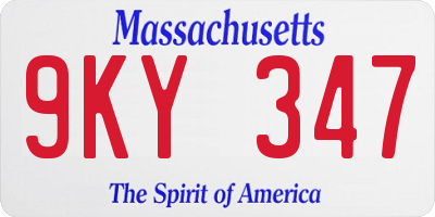 MA license plate 9KY347