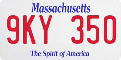 MA license plate 9KY350