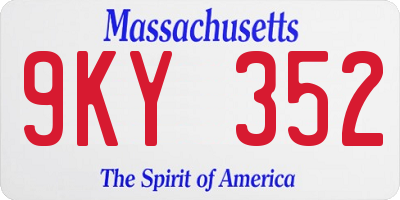 MA license plate 9KY352