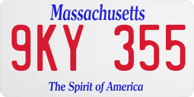 MA license plate 9KY355
