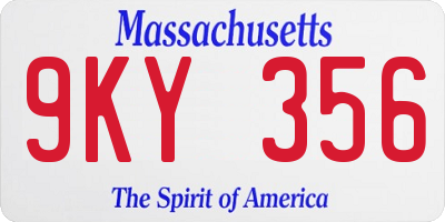 MA license plate 9KY356