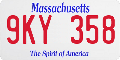 MA license plate 9KY358