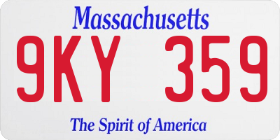 MA license plate 9KY359