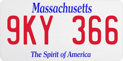 MA license plate 9KY366