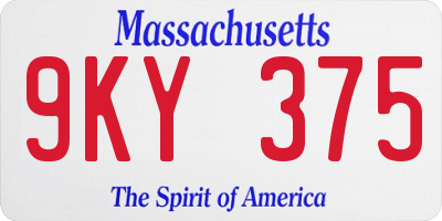 MA license plate 9KY375