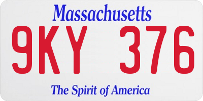 MA license plate 9KY376