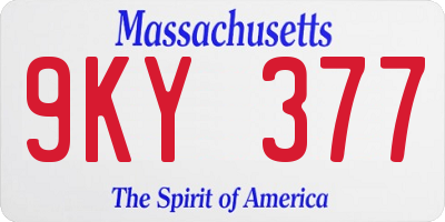 MA license plate 9KY377