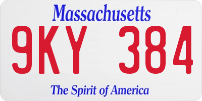 MA license plate 9KY384