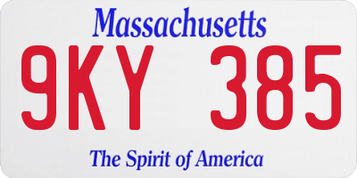 MA license plate 9KY385