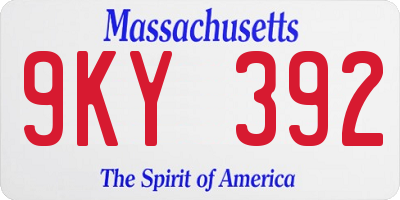 MA license plate 9KY392