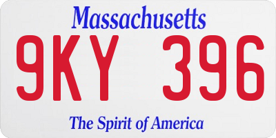 MA license plate 9KY396