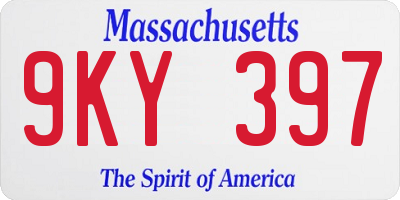 MA license plate 9KY397