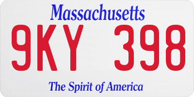 MA license plate 9KY398