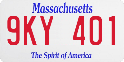 MA license plate 9KY401