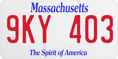 MA license plate 9KY403