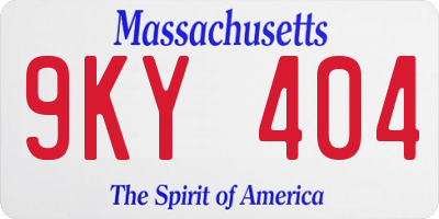 MA license plate 9KY404