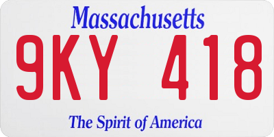 MA license plate 9KY418