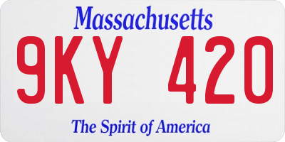 MA license plate 9KY420