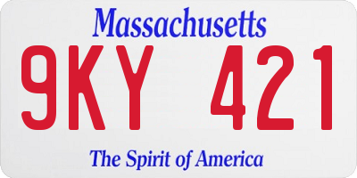 MA license plate 9KY421