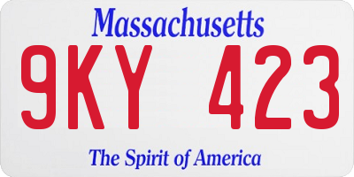 MA license plate 9KY423