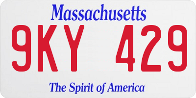MA license plate 9KY429