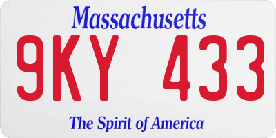 MA license plate 9KY433