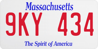 MA license plate 9KY434
