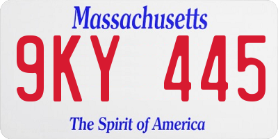 MA license plate 9KY445