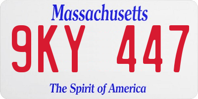 MA license plate 9KY447