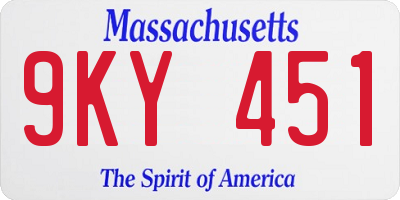 MA license plate 9KY451