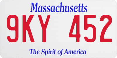 MA license plate 9KY452